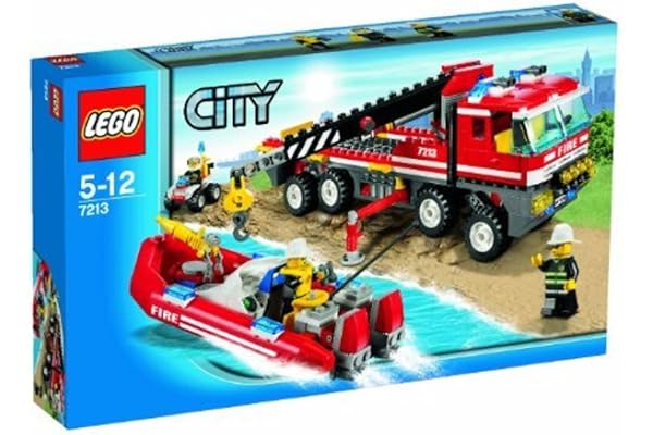LEGO - 7213 - Jeu de Construction - LEGO City - Le Camion Tout-terrain et le Bateau des Pompiers
