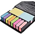 2000pcs Sticky Memo Notes Holder with Index Tab Flags in Leather Like Case, Colourful Removable Adhesive Memo Pads for Office, Home & School Use (Package May Vary)