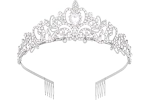 Vofler Crystal Tiara Crown Silver Headpiece for Women Little Girls Bridal Jewellery Princess Birthday Wedding Pageant Prom Party
