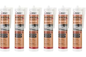 6x dubaust AMK24 Universal Montagekleber Holz Styropor Stein Zierleisten überstreichbar Acrylatklebstoff 511g Kartusche Weiss