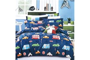 ‎ASHANLAN AShanlan Bettwäsche Kinder 135x200 Jungen Kinderbettwäsche Set Blau Cars Autos Bettbezug 135 x 200 mit Kopfkissenbezug 80x80 cm Mikrofaser Teenager Jungs Bettwäsche-Sets