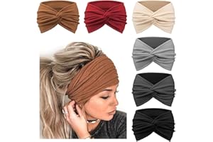DRESHOW 6 Stück Breite Stirnbänder für Damen Extra Große Turban Stirnband Boho Head Wrap Elastische Haarbänder Haar Twisted Knot Haarschmuck