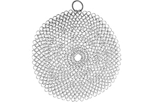 Jagowa Cast Iron Cleaner 5 inch Stainless Steel Chainmail Scrubber, Jagowa Cast Iron Skillet Griddle Cleaner for Cast Iron Pans Skillets Cookware