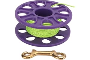 Alomejor 18M Plongée Finger Reel Scuba Dive Reel Fil Vert Fluorescent avec Crochet à Double Extrémité