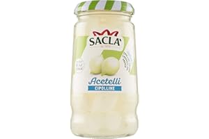 Saclà, Acetelli, Cipolline All'Aceto di Vino, Ideali per Aperitivo, Antipasti e Insalate, Vaso Vetro, 300g (180g sgocciolato), Confezione da 12 pezzi