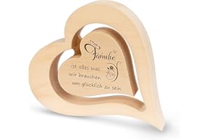 ‎SAGL.TIROL sagl.tirol Herz aus Zirbenholz mit schwebendem innen Herz [100% Naturprodukt] schöne Tischdeko I Holzherzen Deko aus Zirbe I Herz Deko I Hochzeitsgeschenke für Brautpaar I Hochzeitsgeschenk I Familie