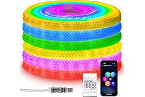 SHINEBURKY RGBIC Neon LED Strip Light, 5M USB Valentines Rope Light, 360° Glow Easter Flexible Lights with Remote/APP Control, Music Sync, 5V IP67 Waterproof Christmas Lights for Bedroom Bar Wall Outdoor Decor