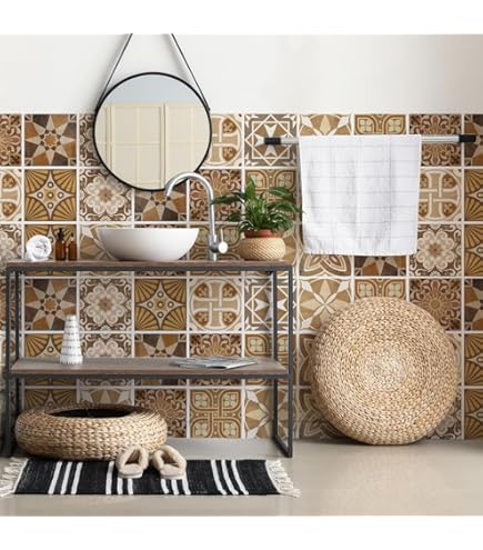 Adesivi Per Piastrelle 20x25 Cm - Autoadesivi Per Bagno E Cucina - Resistente All'Acqua E Facili Da Rimuovere - Giallo Opaco - Foto 8