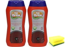 TOPEST 2X Hob Brite Hob Cleaner Lemon Sherbet (2X 250 ML), Ceramic, Electric, Halogen and Induction Hob Cream Cleaner with Degreaser Sponge- Packaging May Vary