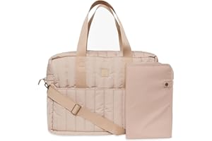 Jollein Wickeltasche Puffed Moos - Biscuit - Wasserabweisend - Kinderwagentasche - Babytasche Multifunktional - Hellbraun