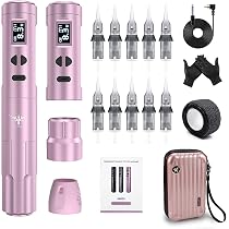LIUMATE Kit Tatuaggi Wireless Macchinetta del Tatuaggio rotante con