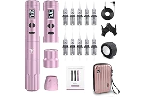 ‎TATELF TATELF Permanent Make up Maschine Kabelloses mit 2 Stück Batterien 10 Stück Patronen Nadeln für Eyeliner Ombre Powder Brows Microshading Zubehör