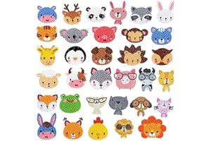 CHYEEH Diamond Painting Kit per bambini, 33 pezzi fai da te pittura a diamante animali autoadesiva, kit mosaico per bambini 5D adesivi di diamante kit ricamo diamante per bambini e principianti adulti