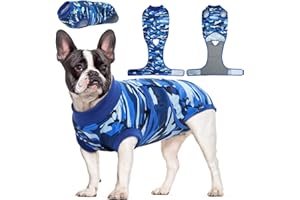 Kuoser Dog Surgery Recovery Suit for After Surgery Female,Professional Pet Recovery Shirt Dog Abdominal Wounds Bandages,Substitute E-Collar & Cone,Prevent Licking Dog Onesies （BlueCamouflage M）