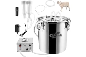 CEED4U 3L Goat Milking Machine, Pulsation Vacuum and Direct Suction Two Modes Pump with 2 Teat Cups