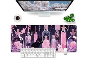 Ridilozey Cat Desk Mat Cute Large Gaming Mouse Mat Women Keyboard Mouse Pad XL Pink Desk Pad Kawaii Office Accessories (Cat - Pink)