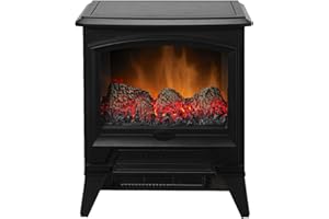 Dimplex Casper Optiflame Electric Stove, Matte Black Cast Iron Effect Free Standing Fire with LED Flame Effect, Lava Rock Style Ember Fuel Bed and 2kW Adjustable Fan Heater