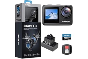 AKASO Brave 7 LE Action Cam 4k30FPS 20MP mit 256GB U3 Speicherkarte Unterwasserkamera IPX7 wasserdicht EIS 2.0 Kamera Touchscreen Doppelbildschirm Sportkamera 40M WiFi