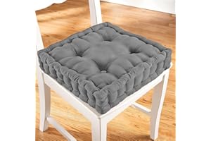 ZZZMRH Chair Cushions Booster Seat - 45cm x 45cm Outdoor Cushions - Garden Chair, Car Seat Cushions 100% Cotton Floor Cushion - Soft Touch Seat Pad For Elderly, WheelChair, Post-Operative - Grey