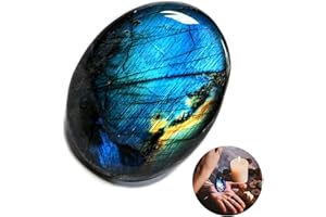 HBINGL Labradorite Healing Stones, Labradorite Crystals, Natural Palm Stone, Natural Healing Pocket Stone for Anxiety Relieve Energy Reiki Meditation Healing Crystals
