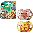 Tommee Tippee Fun Style Soothers, Symmetrical Orthodontic Design, BPA-Free Silicone, 6-18m, Pack of 2 Dummies (Assorted Color/Model)