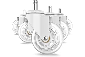 RAVN HAMAN Juego de 5 Ruedas para sillas de oficina 11 mm x 22 mm blanco - Ruedas para suelos duros de hasta 250 kg - Ruedas para sillas giratorias sin arañazos - Ruedas de goma para sillas