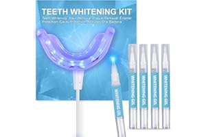 Riatanxi LED Teeth Whitening Kit: Blue Light Teeth Whitener with Bleaching Gel - Effectively Removes Stains from Coffee, Tea & Smoking - Safe, Fast, and Gentle for Sensitive Teeth