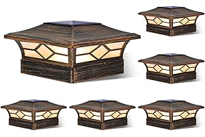 JOFIOS Solar Post Cap Lights Outdoor 6pack, Waterproof Solar Powered Deck Fence Post Lights for 4x4 Wood/Vinyl Posts, Solar Outdoor LED Light with Cool/Warm Lighting Decorate Garden Patio Porch…