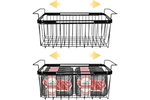 TEFOLA Cajas de Almacenamiento Mejoradas para Congelador, Paquete de 2 Cajones Extensibles con Asas para Congelador de Pecho - Más Fáciles de Llevar