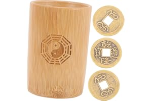 Vaguelly 1 Set Tubo Di Bambù Per Divinazione i Ching Divinazione Buddista Pentola Della Fortuna Religiosa Monete Divinatorie Cinesi Monete Cinesi Barra Energetica Rame Pilastro Stile Cinese