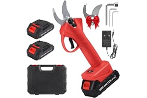 QCXWCJWD Electric Pruning Shears, Professional Cordless Electric Pruners Secateurs with 2 * 2000mAh Battery, 30mm Cutting Diameter Tree Branch Pruner, Electric Scissors for Gardens Tree Branches