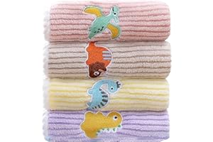 LUVDECO 4 Stück Kinder Gesichtshandtücher, 25x50cm baby handtücher aus korallensamt, Wiederverwendbares Saugfähiges Waschlappenhandtuch Set, Hand Füße Gesicht Sabberhandtücher für Babys Kinder Erwachsene