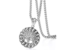 Oidea, collana da uomo con ciondolo a forma di albero della vita, in argento, lunga 56 cm, regalo per uomini