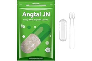 ANGTAI JN Empty Capsules Size 0, 500 Count DIY Clear Vegetarian and Vegan Pill Empty Capsules,with Capsules Filling Kit,Kosher,ISO9001,Gluten Free, Halal Certified,Non-GMO Certified