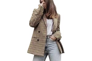 OverDose Boutique Chaqueta a cuadros de manga larga con solapa de otoño e invierno para mujer Chaqueta Fucsia Americana