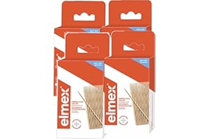 ELMEX Bâtonnets Interdentaires - Eliminer la plaque dentaire - Boite de 32 bâtonnets interdentaires bambou - Sachets refermables - Lot de 4 Boites de 32 bâtonnets (4)