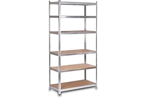 ‎HUMBERG Humberg Regal Kellerregal Lagerregal Schwerlastregal mit Stahlgestell Metall Belastbar bis 900 kg 6 Ablagen 222 x 110 x 50 cm Silber