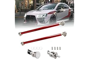 TORCARVH Frontstoßstange Lip Splitter Strebe Stange Spurstangen Stützstange Einstellbar Kompatibel mit den meisten Fahrzeugen 2 STÜCKE 7.5-20CM/3''-8'' (Rot, 15CM/5,9 Zoll)