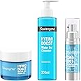 Neutrogena Hydro Boost Series, 3-Step Facial Regime, Hydration Starter Set And Skin Care Kit (Cleanser + Moisturiser + Booster), Saving Bundle
