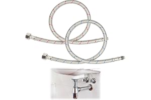 EXIN DEHCEN Latiguillos de Fontanería, 2 Piezas Mangueras de Grifo G3/8 x M10, 50CM Manguera Grifo Cocina, Mangueras Trenzadas de Acero Inoxidable, Latiguillos de Grifería Agua Fría y Caliente,para Cocinas, Baños