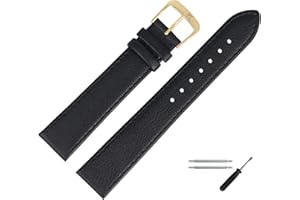 MARBURGER Bracelet De Montre 18mm Cuir Lisse avec Couture - Kit De Montage D'outils 75918