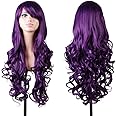 Emax Design Wigs 32 Inch Cosplay Wig For Women With Wig Cap And Comb(Dark Purple)
