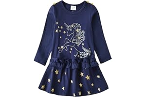 DXTON Ragazze Abiti Motivo Paillettes Inverno Manica Lunga Abbigliamento Vestito delle Ragazze da Festa Gr. 90-130