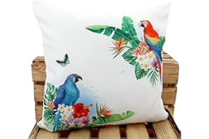 ‎HEIMTEXLAND heimtexland ® Outdoorkissen Gefüllt 45x45 Lotus Effekt Garten Lounge Deko Kissen Outdoor Typ741 Papagei