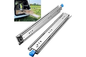 FCOUMY Robust Drawer Runners with Lock 1000 mm, 3-Fold Full Extension, Locking Heavy Duty Drawer Runners, 120 kg Load Capacity, Side Mounting, Ball Bearings, Industrial Locking Rail