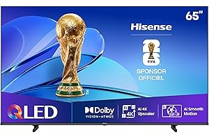 Hisense Smart TV 65 Pouces 65E7Q QLED 4K UHD Téléviseur, Dolby Vision Atmos, Mode Sport IA MEMC, HDR, VIDAA avec Youtube, Netflix, Disney+, Canal +, Commande vocale Alexa