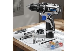 VIWKO 12V Destornillador Electrico, Taladro Atornillador Batería Max 25NM, 98 Accesorios, 25+1 Ajuste de Par Atornillador Electrico, LED Luz, Baterías 2000mAh, Portabrocas 10mm, para Reparación y DIY