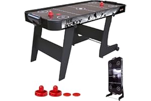 PL OCIOTRENDS DEVESSPORT Air Hockey Black City | Mesa de Hockey Plegable | Incluye Ruedas para Transporte Aire Eléctrico 220V y Accesorios Incluidos Listo para Jugar | Montaje Fácil y Diseño Resistente