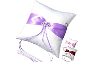 EinsSein 1x Cuscino matrimonio Parentesi 20x20 grande lilla-bianco portfedi cuore avorio porta cuscinetto cuscini anelli doppio con strass gioielli fedi nuziali per porta il pizzo cane da ricamare e