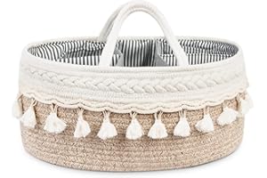 Maliton Baby Windel Caddy Organizer, Boho Neugeborenen Essentials Wickeltisch Organizer, Multifunktionale Aufbewahrungsbox für Windeln Größe 45x27x18CM